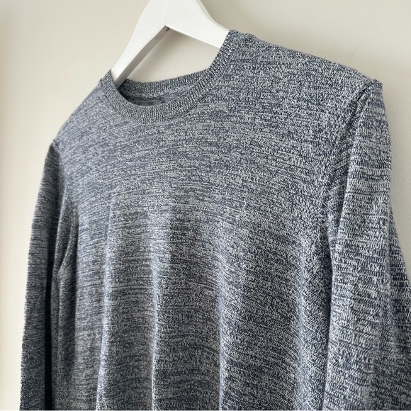 Topshop Topman Blue Heathered Elbow Patch Long Sleeve Shirt Sweater Crew Neck - Picture 4 of 14